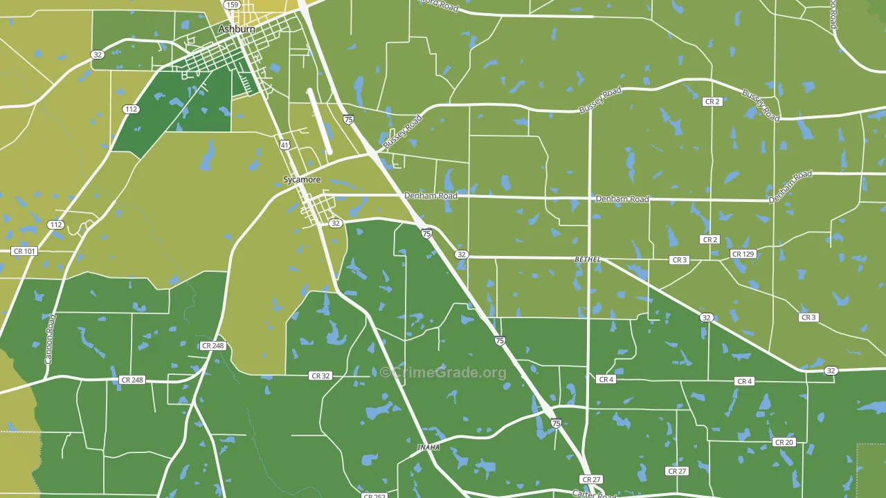 31790, GA Map of Vehicle Theft Rates