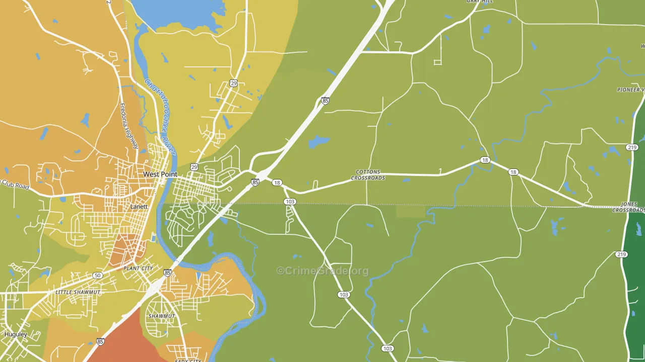 31833, GA Map of Vehicle Theft Rates