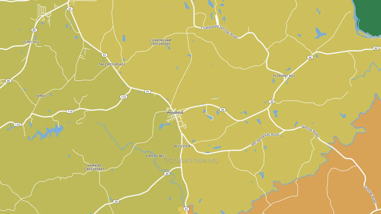 31836, GA Map of Vehicle Theft Rates