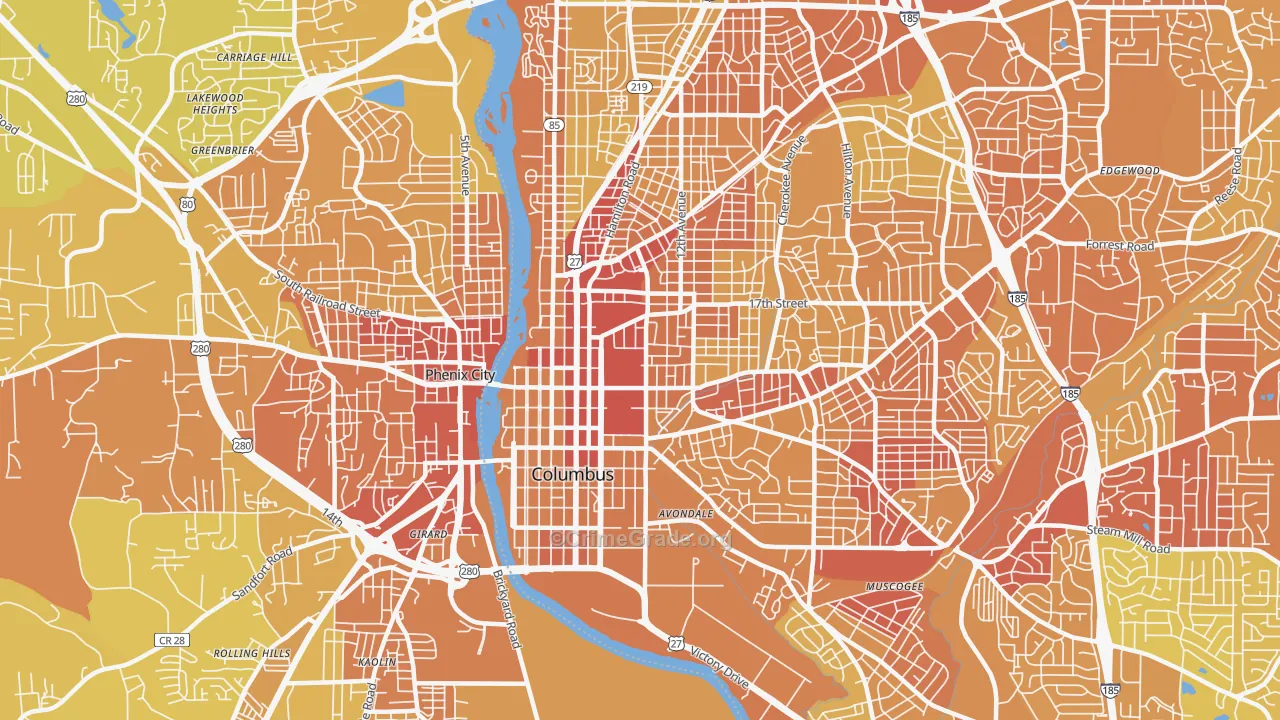 31901, GA Map of Vehicle Theft Rates