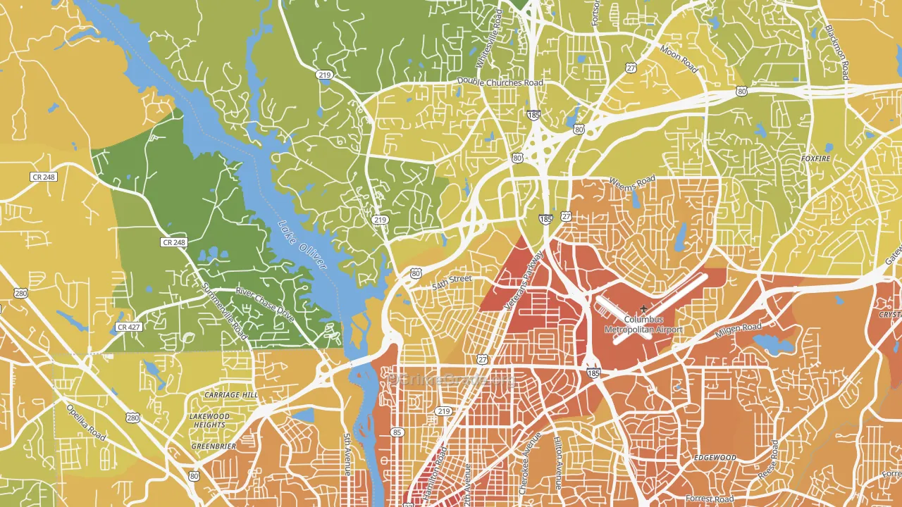 31904, GA Map of Vehicle Theft Rates
