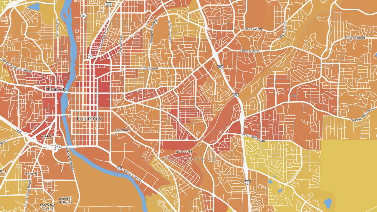 31906, GA Map of Vehicle Theft Rates