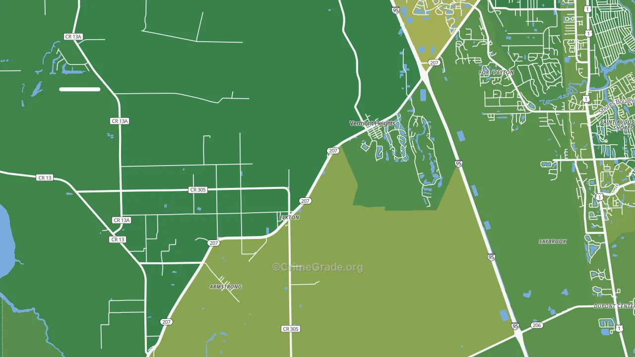 32033, FL Map of Vehicle Theft Rates