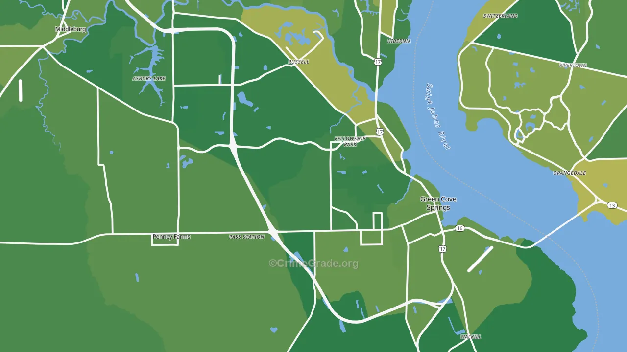 32043, FL Map of Vehicle Theft Rates