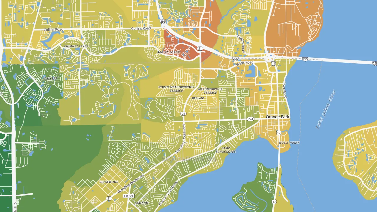 32073, FL Map of Vehicle Theft Rates