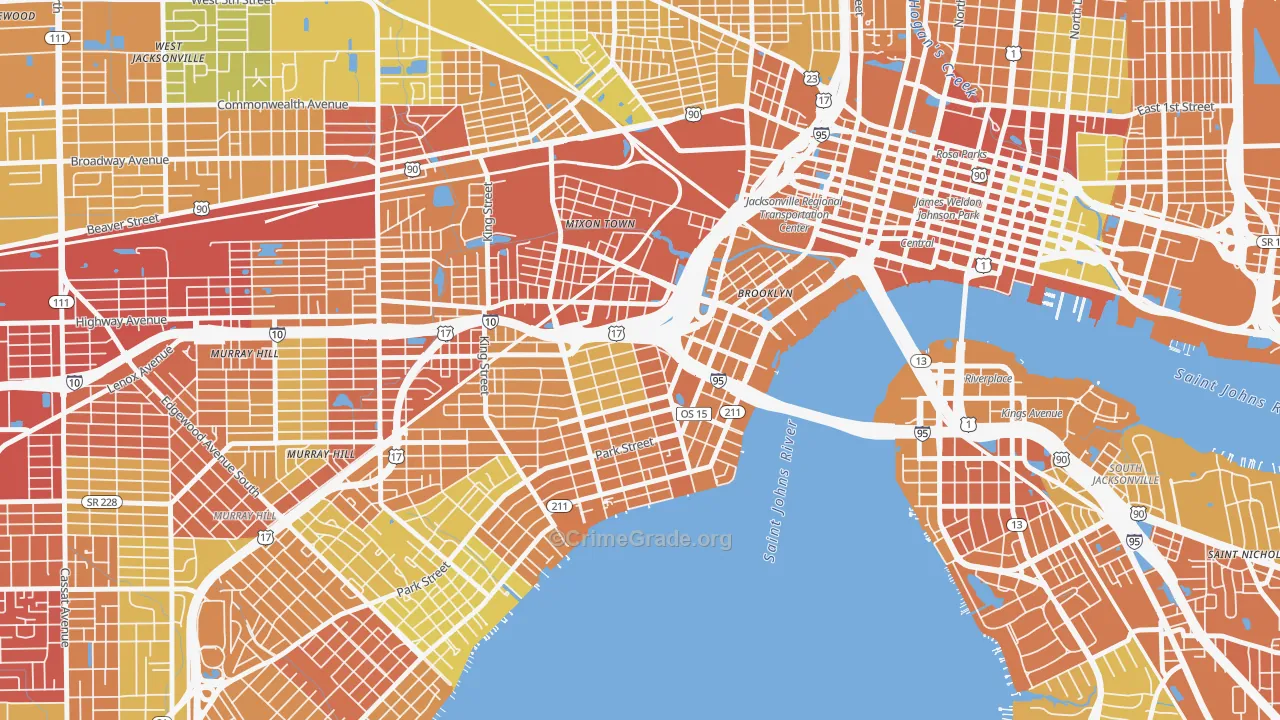 32204, FL Map of Vehicle Theft Rates