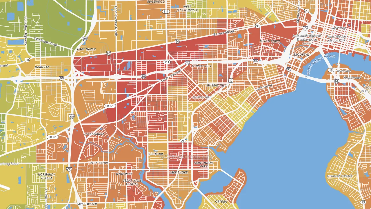 32205, FL Map of Vehicle Theft Rates