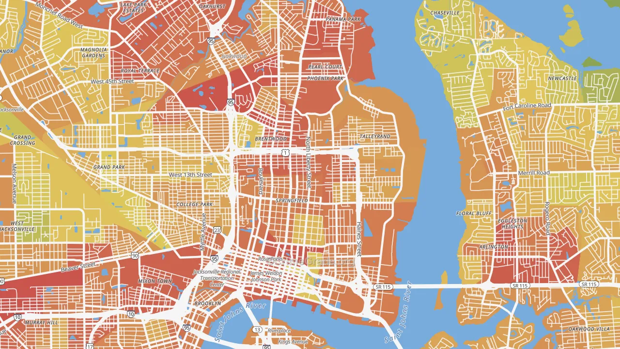 32206, FL Map of Vehicle Theft Rates
