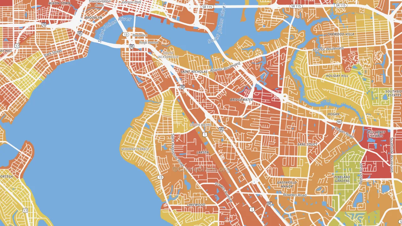 32207, FL Map of Vehicle Theft Rates