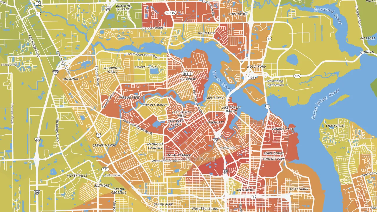 32208, FL Map of Vehicle Theft Rates