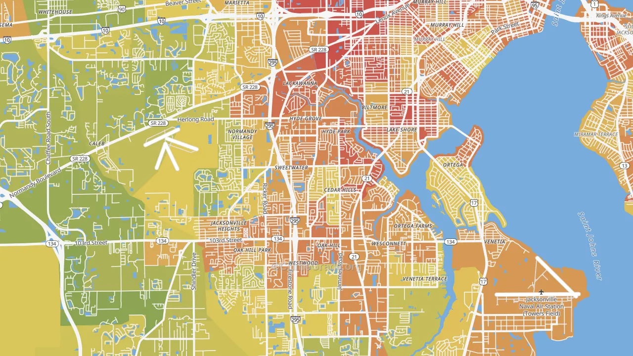 32210, FL Map of Vehicle Theft Rates