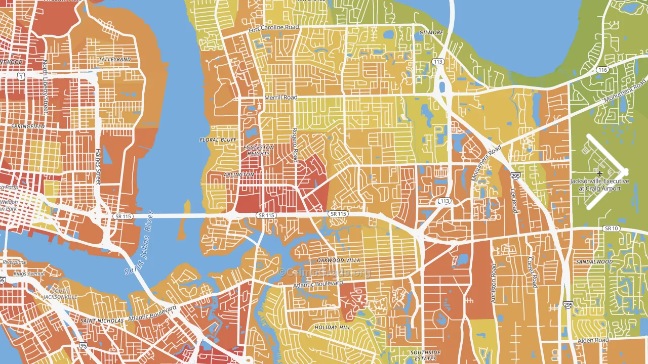 32211, FL Map of Vehicle Theft Rates