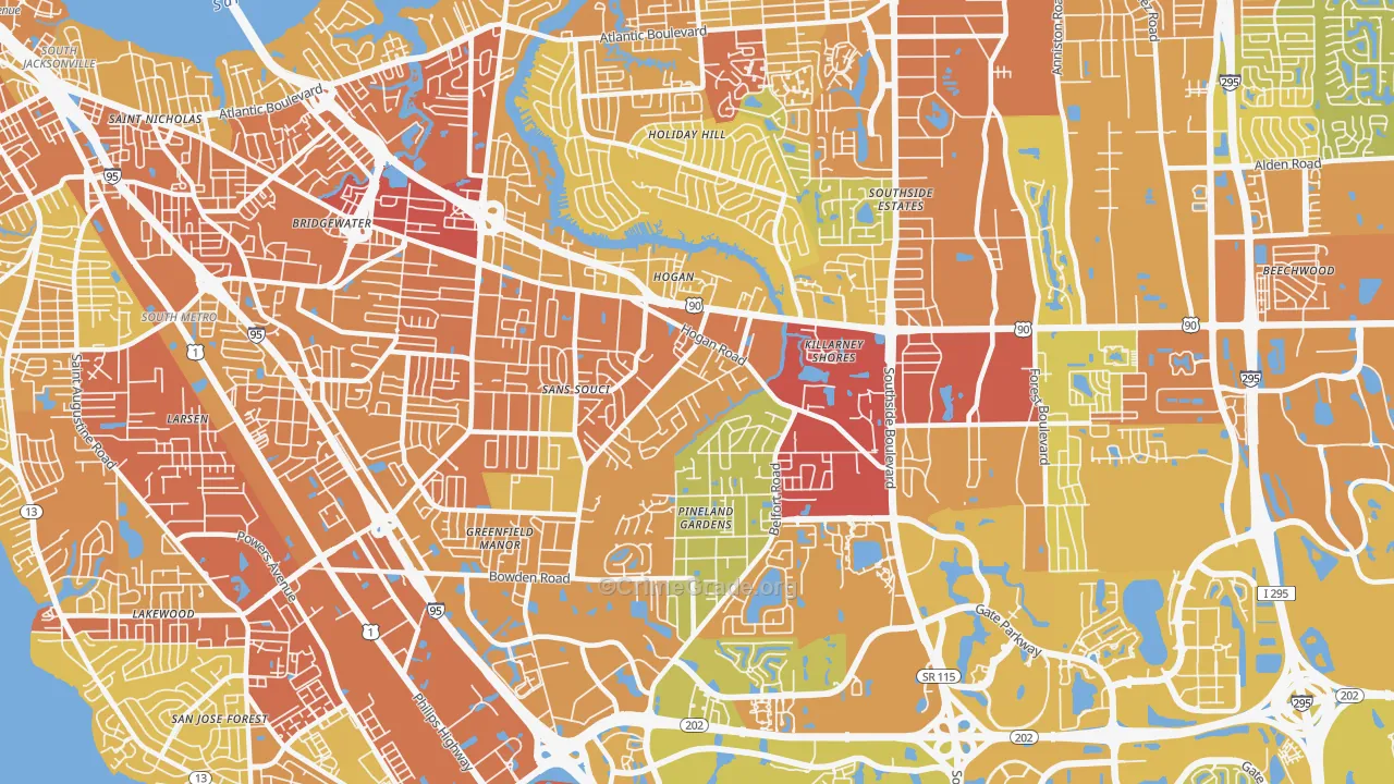 32216, FL Map of Vehicle Theft Rates
