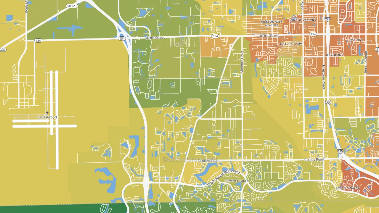 32222, FL Map of Vehicle Theft Rates