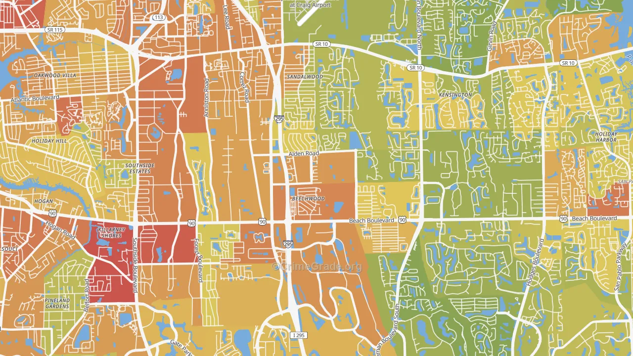 32246, FL Map of Vehicle Theft Rates