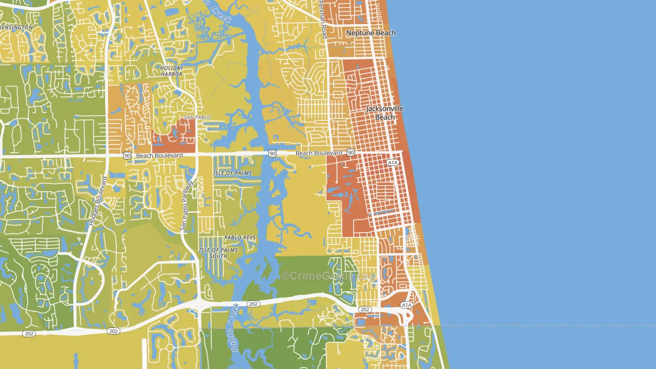 32250, FL Map of Vehicle Theft Rates