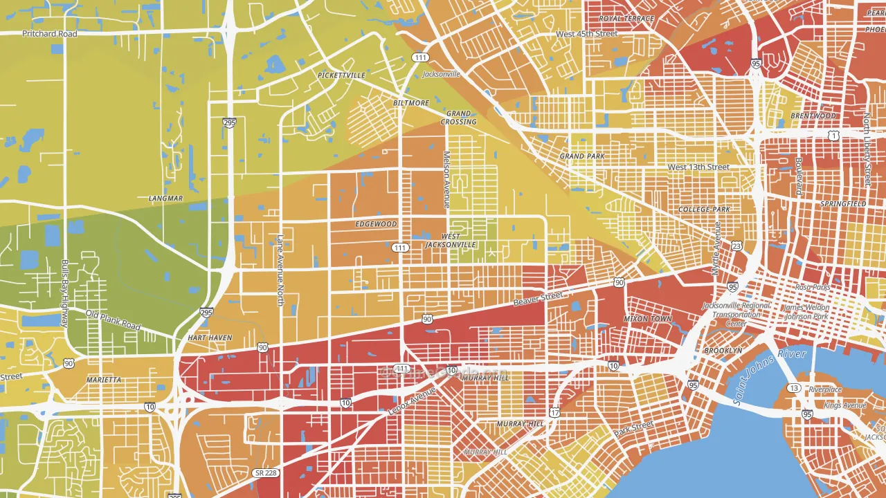 32254, FL Map of Vehicle Theft Rates