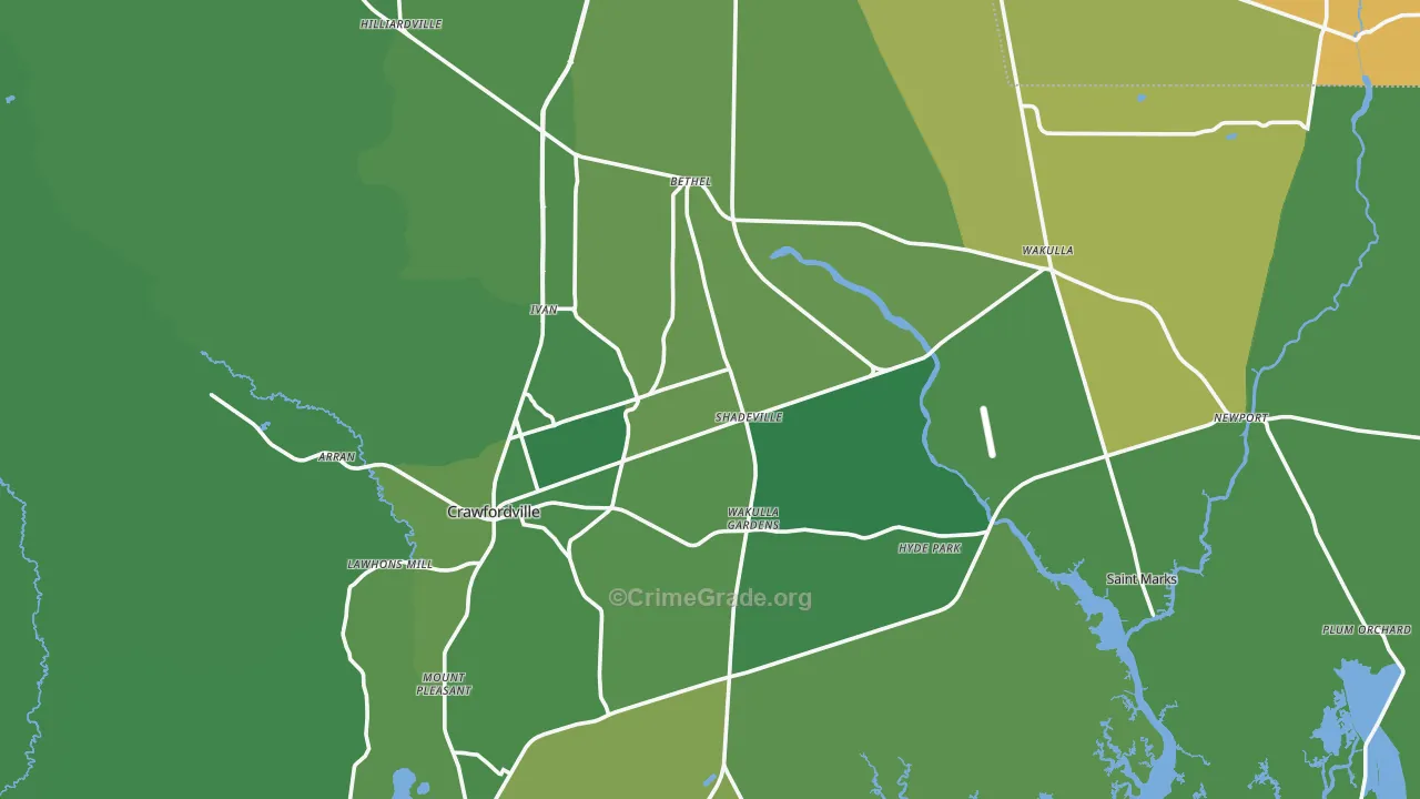 32327, FL Map of Vehicle Theft Rates