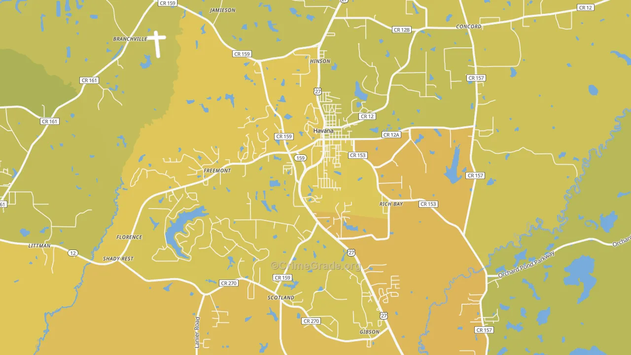 32333, FL Map of Vehicle Theft Rates