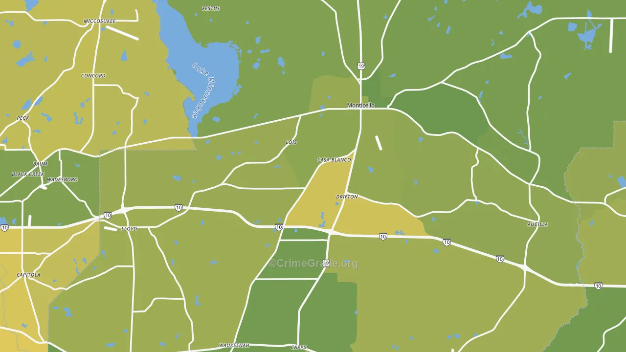 32344, FL Map of Vehicle Theft Rates