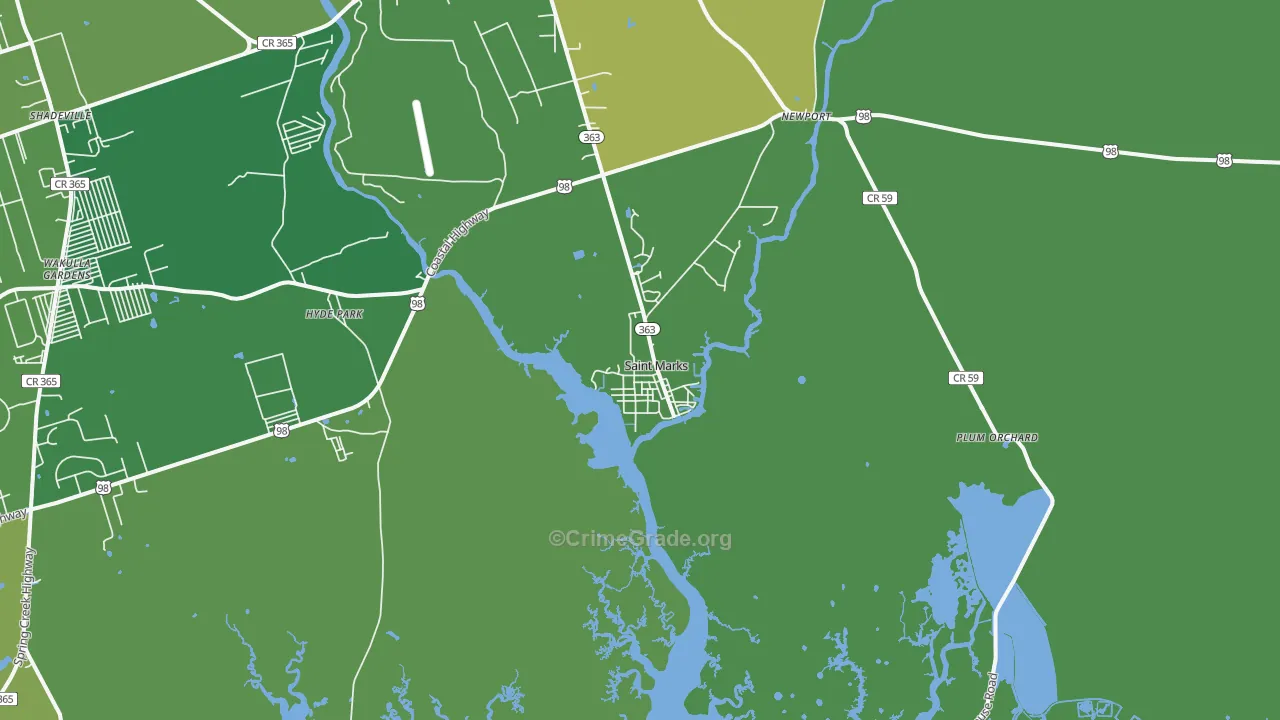 32355, FL Map of Vehicle Theft Rates