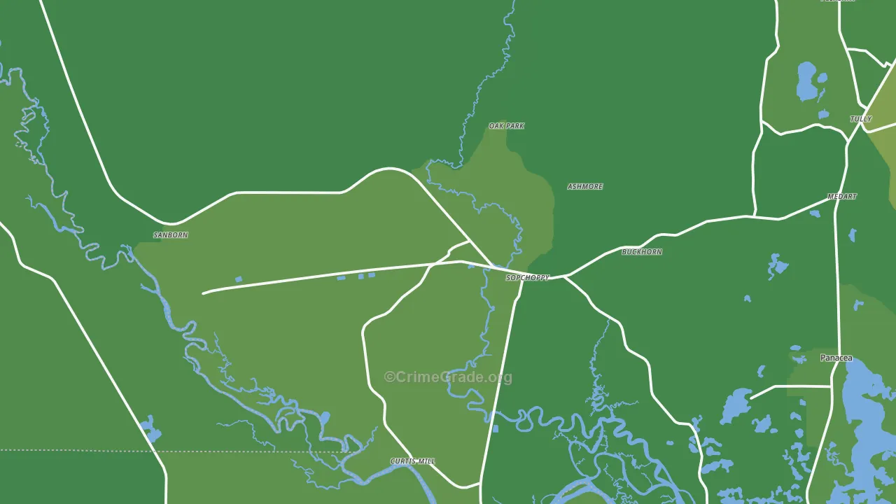 32358, FL Map of Vehicle Theft Rates