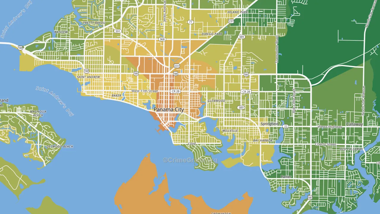 32401, FL Map of Vehicle Theft Rates