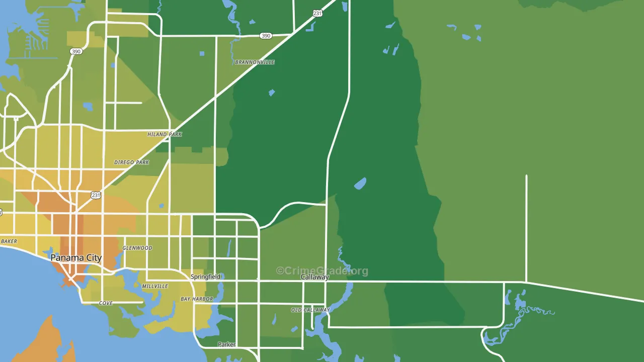 32404, FL Map of Vehicle Theft Rates