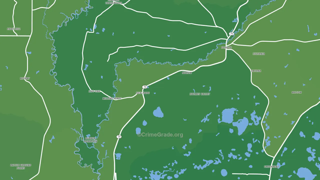 32462, FL Map of Vehicle Theft Rates