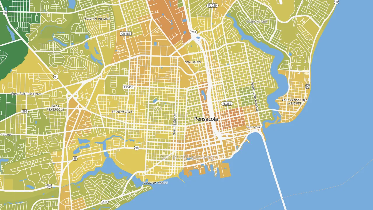 32501, FL Map of Vehicle Theft Rates