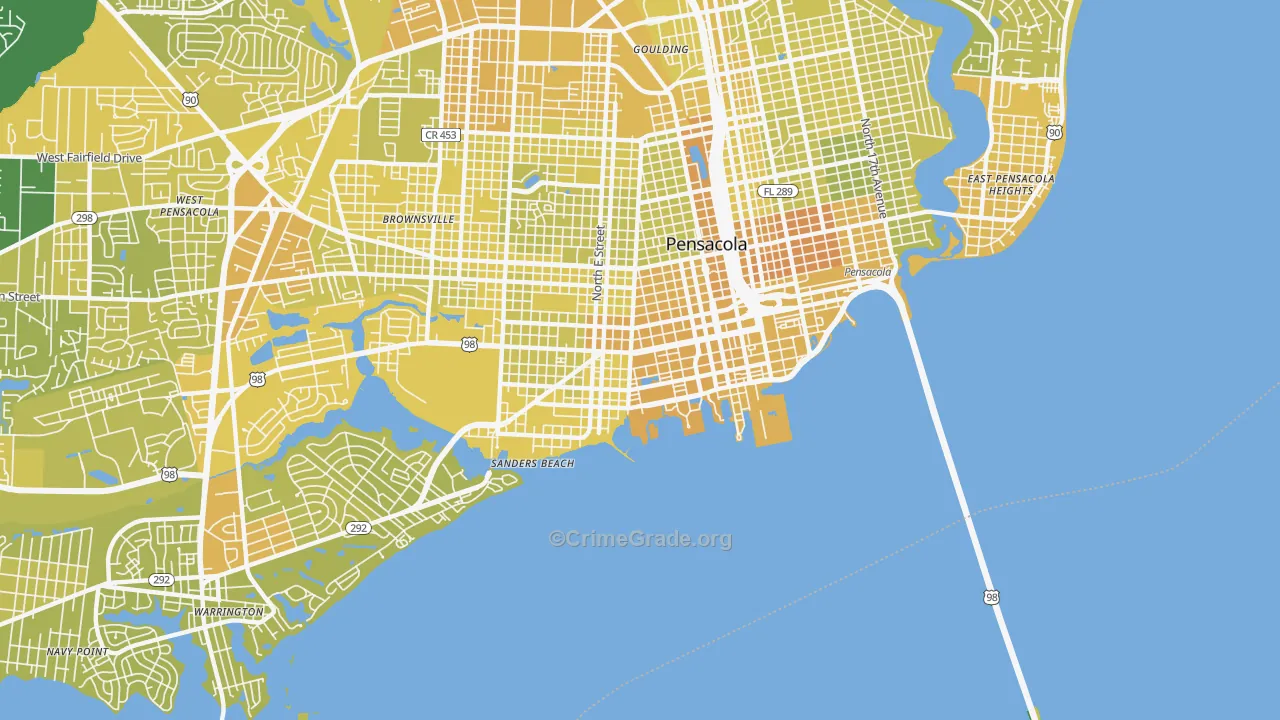 32502, FL Map of Vehicle Theft Rates