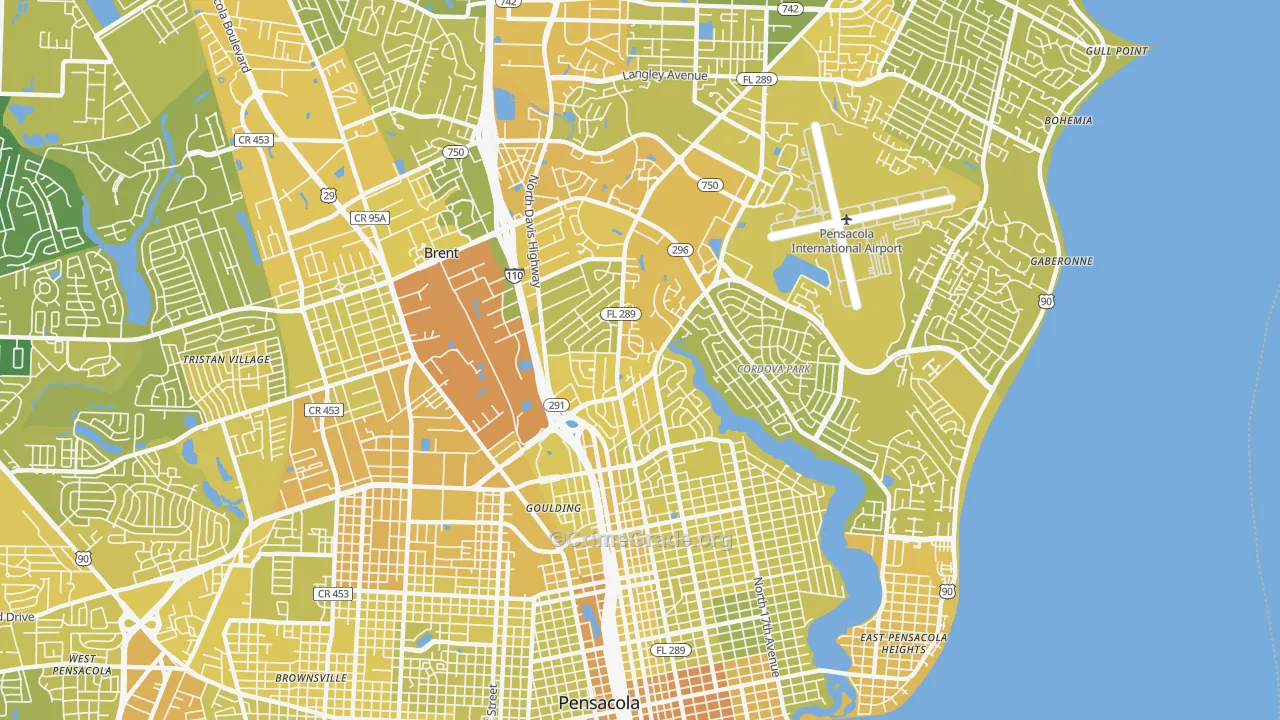 32503, FL Map of Vehicle Theft Rates