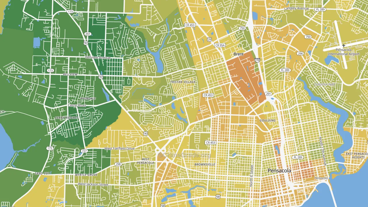 32505, FL Map of Vehicle Theft Rates