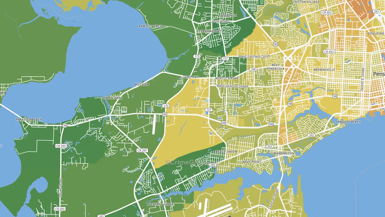 32506, FL Map of Vehicle Theft Rates