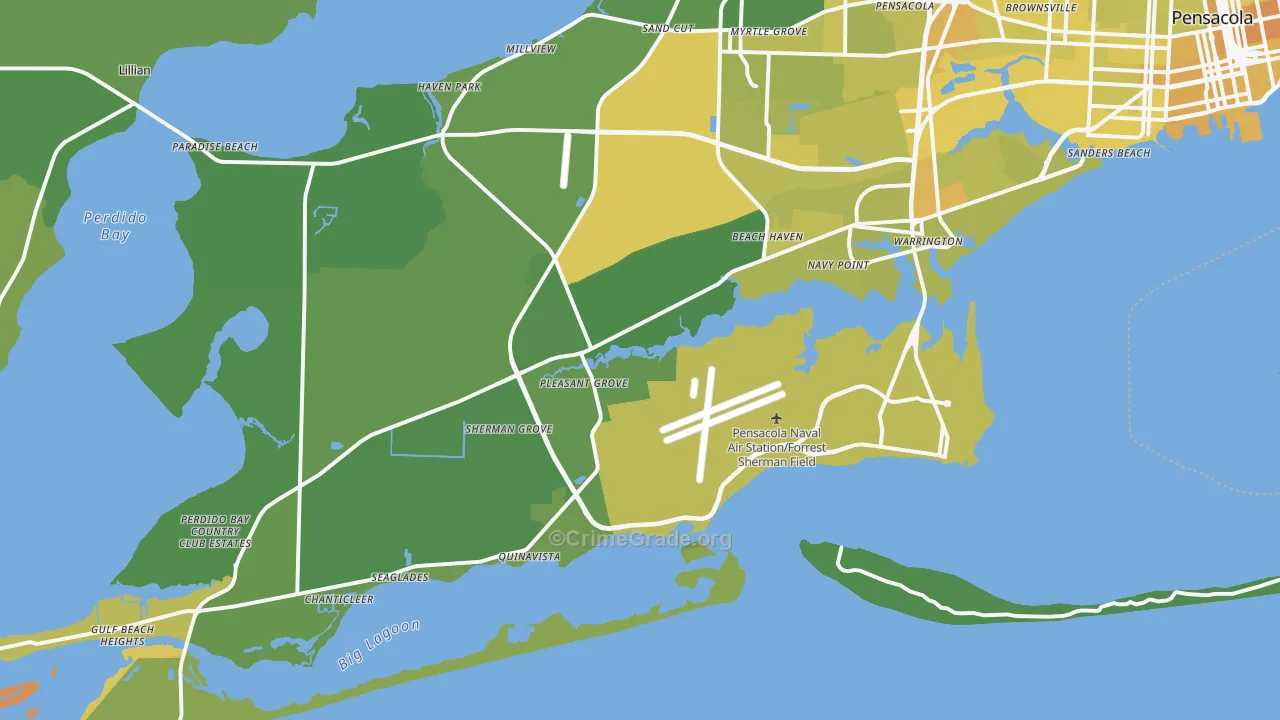 32507, FL Map of Vehicle Theft Rates