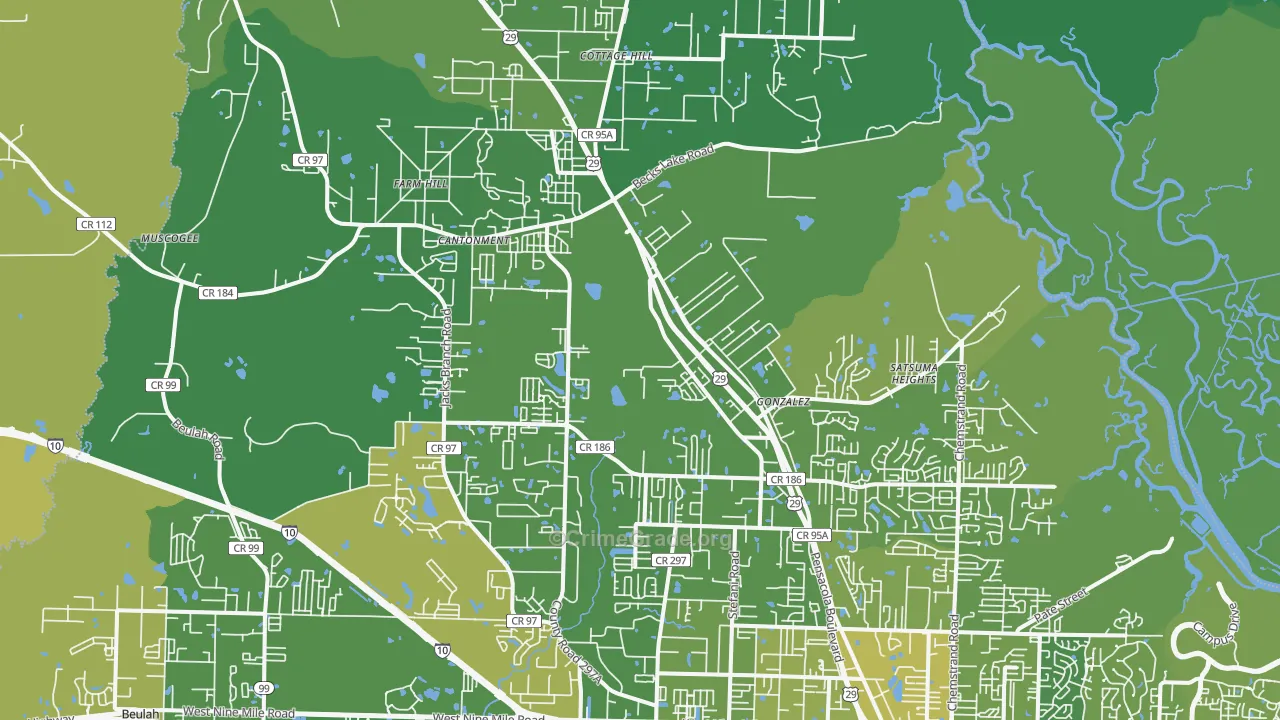 32533, FL Map of Vehicle Theft Rates