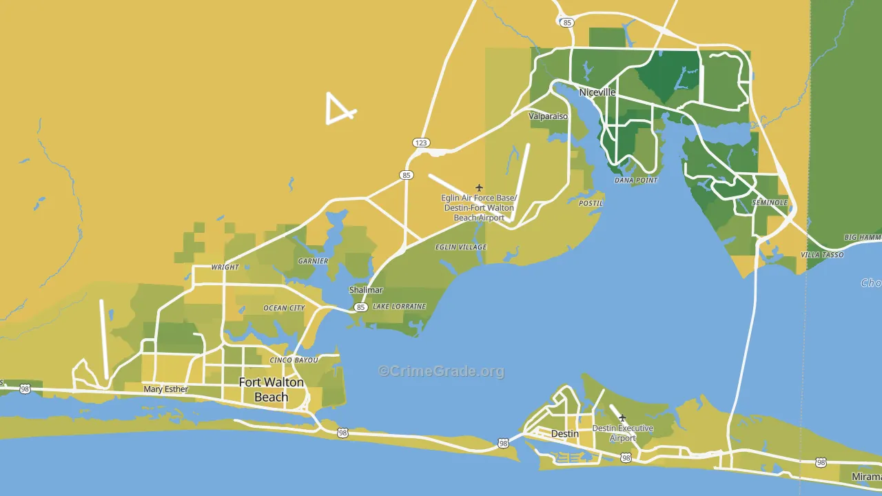 32542, FL Map of Vehicle Theft Rates
