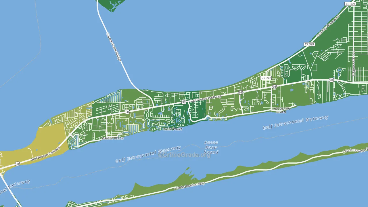 32563, FL Map of Vehicle Theft Rates