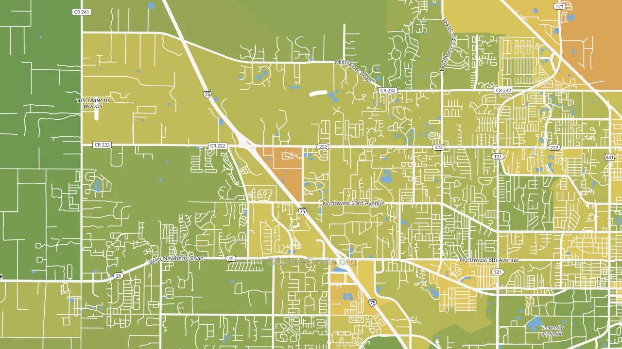 32606, FL Map of Vehicle Theft Rates