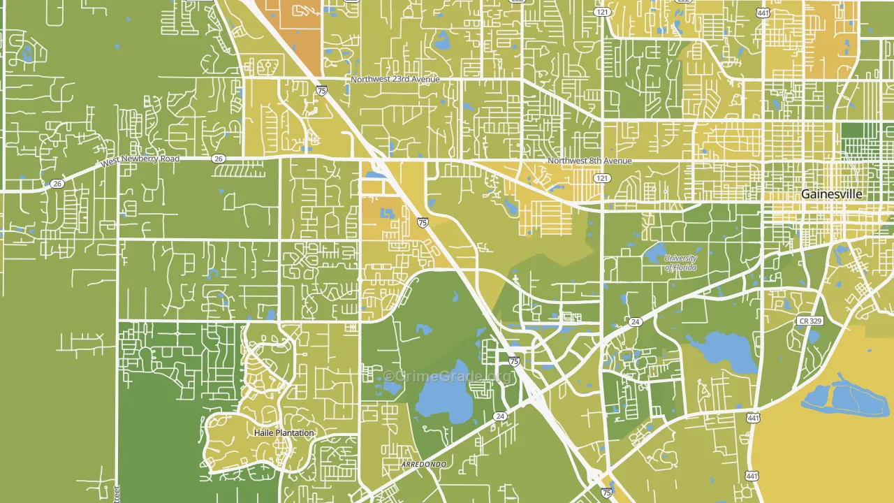32607, FL Map of Vehicle Theft Rates