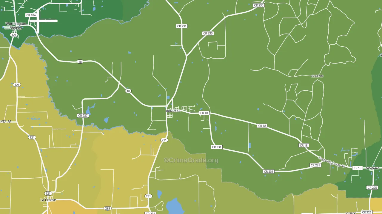 32622, FL Map of Vehicle Theft Rates