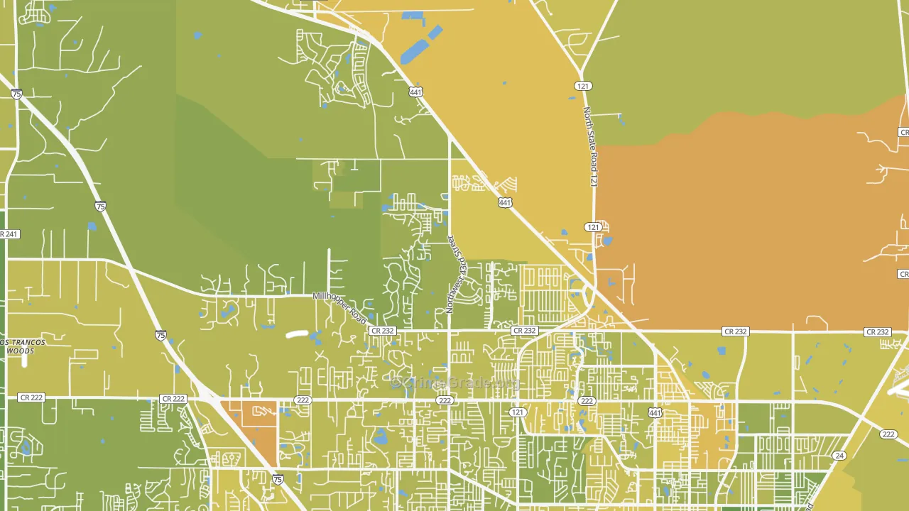 32653, FL Map of Vehicle Theft Rates
