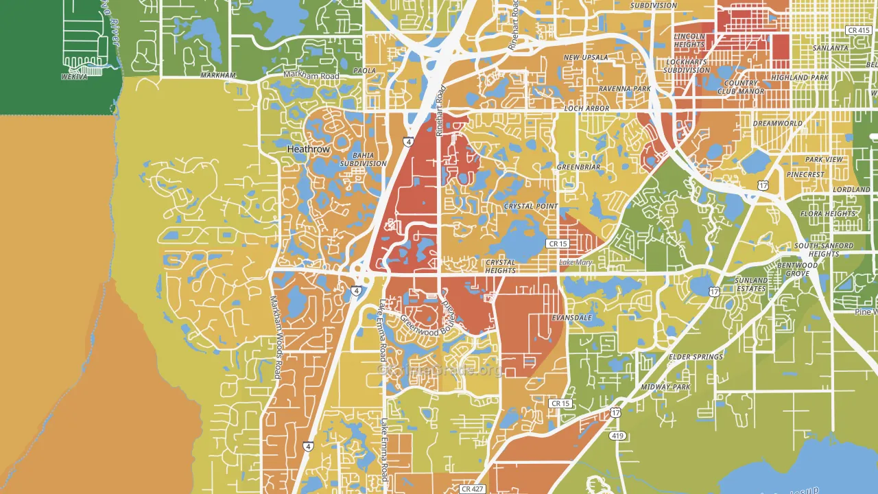 32746, FL Map of Vehicle Theft Rates