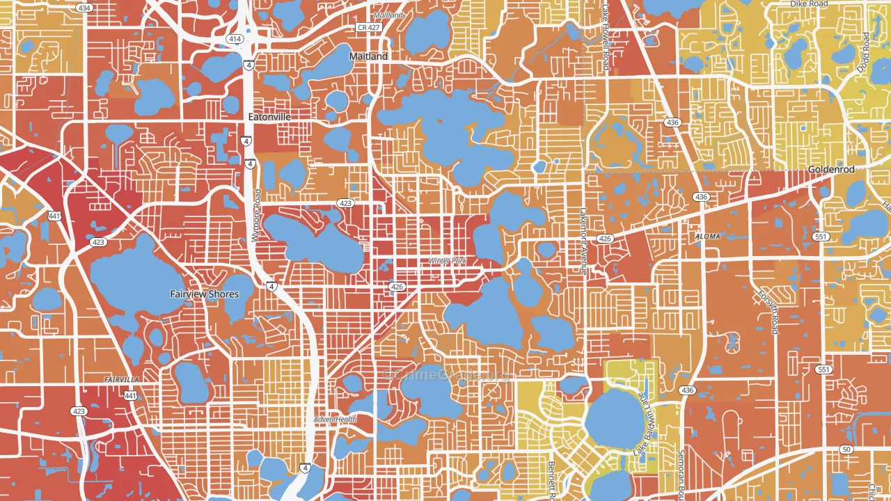 32789, FL Map of Vehicle Theft Rates
