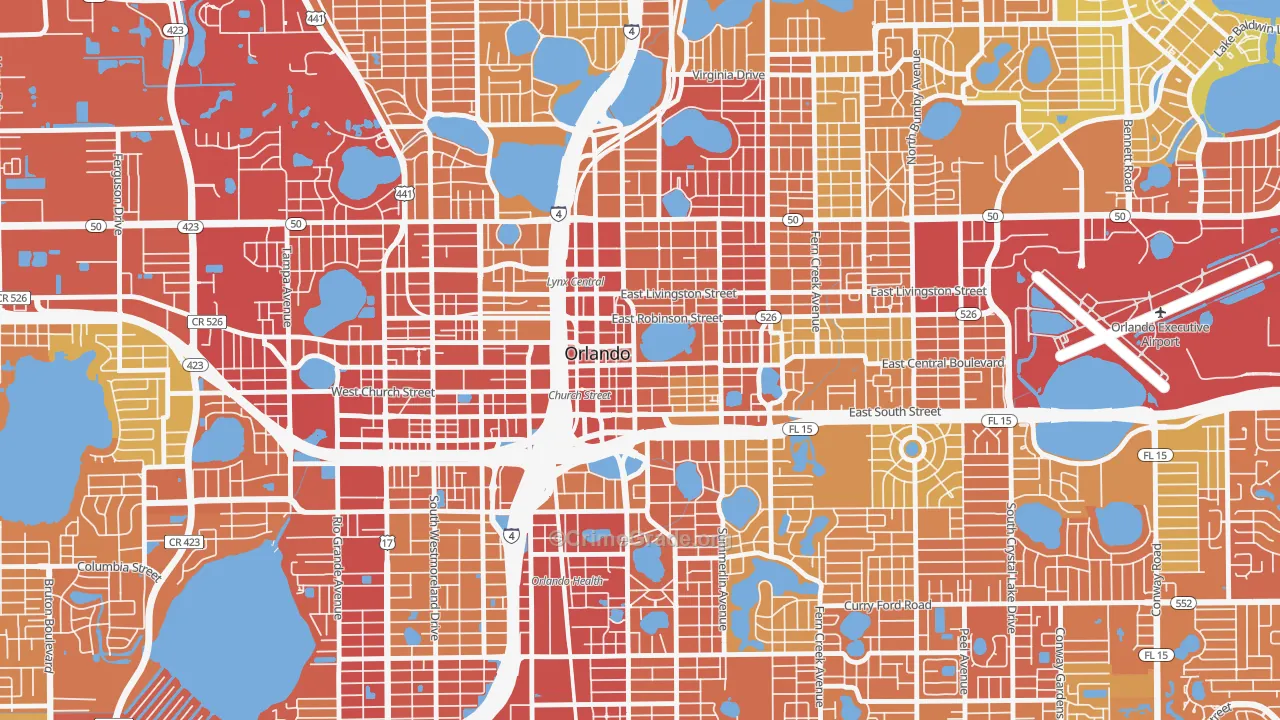 32801, FL Map of Vehicle Theft Rates