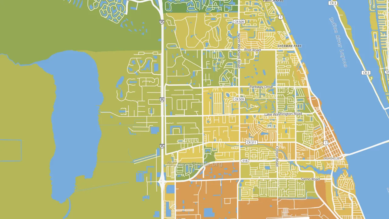 32934, FL Map of Vehicle Theft Rates