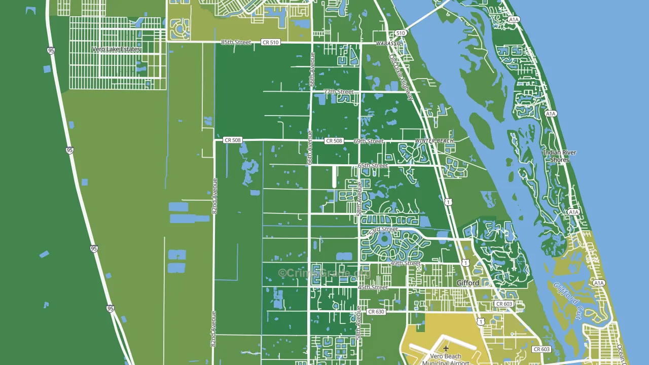32967, FL Map of Vehicle Theft Rates