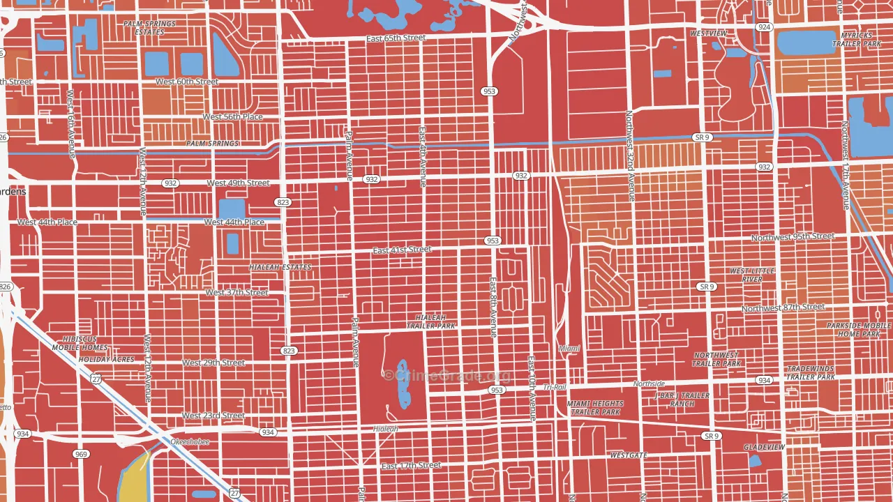 33013, FL Map of Vehicle Theft Rates