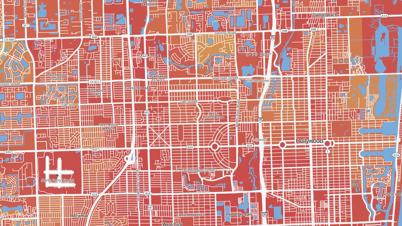 33021, FL Map of Vehicle Theft Rates
