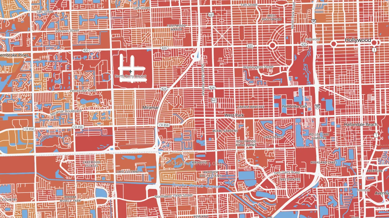 33023, FL Map of Vehicle Theft Rates